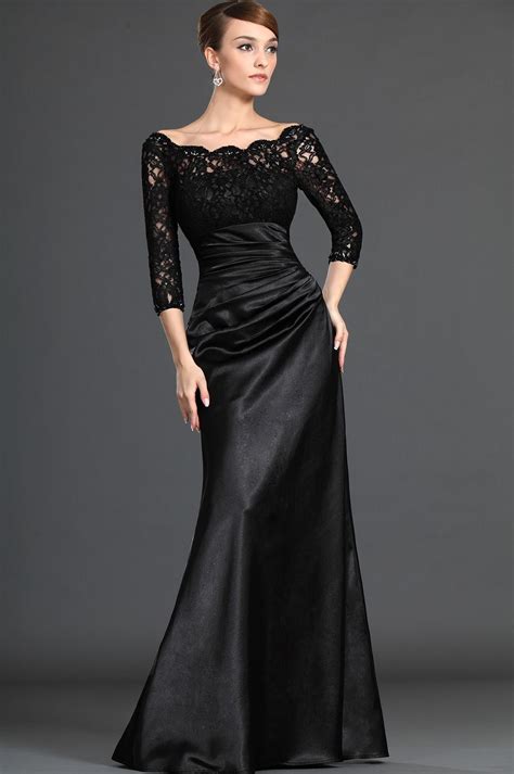Edressit Stylish Black Lace Sleeves Mother Of The Bride Dress 26121800 Mothers Dresses