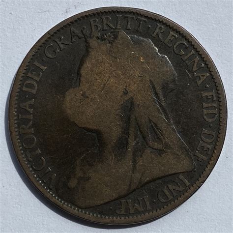 1896 Queen Victoria One Penny M J Hughes Coins