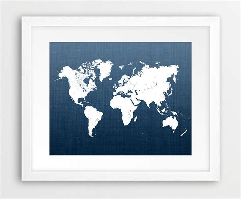 Blue Navy Background White Fill World Map