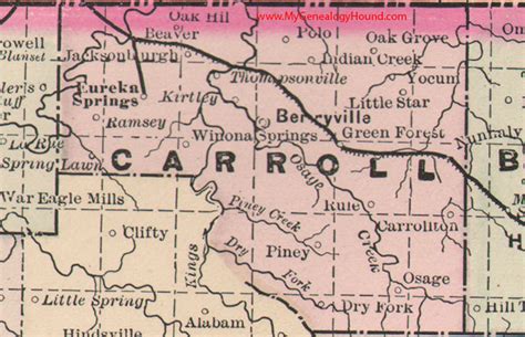 Carroll County Arkansas 1889 Map