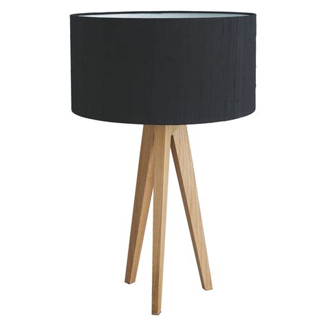 Tripod Ash Wooden Tripod Table Lamp Base With Black Silk Shade Buy