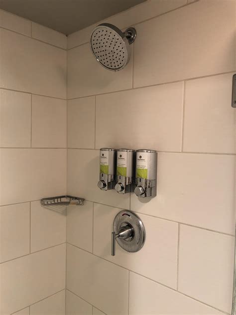 Shower In My Hotel Has Built In Dispenser For Shampoo Conditioner And