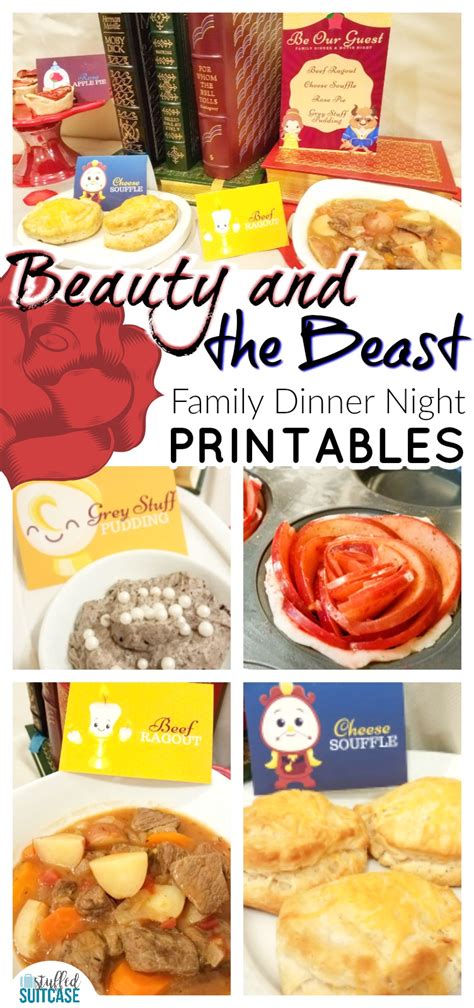 Since my so works up until late. Beauty and the Beast Family Movie Night Dinner Printables