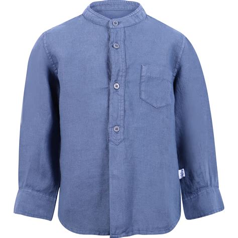 Il Gufo Boys Button Up Linen Shirt In Blue — Bambinifashioncom