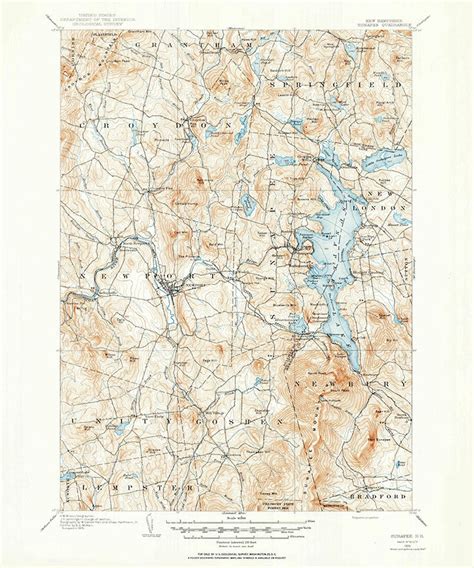 1902 Topo Map Of Sunapee New Hampshire Quad Lake Sunapee Etsy