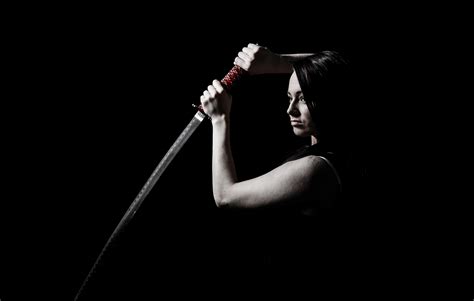 wallpaper dark katana sword girl hand darkness black and white monochrome photography