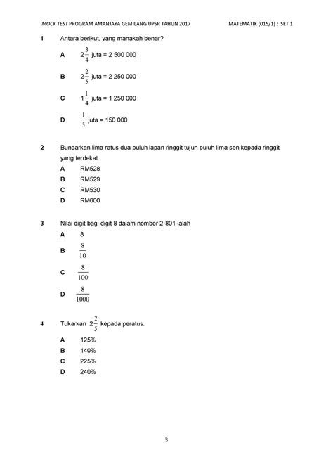 Latih tubi jawi tahun 6 (bhg.1)draft. Soalan Latih Tubi Matematik Kertas 2 Tahun 6 - Contoh Waouw