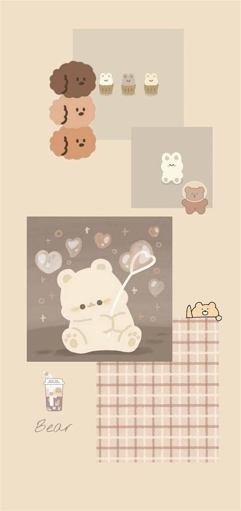 Kawaii Bears Beige Aesthetic Cute Beige Hd Phone Wallpaper Peakpx