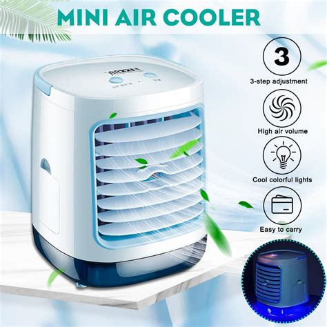 Personal Air Conditioner Desk Fan Mini Cooler With Led Light Portable