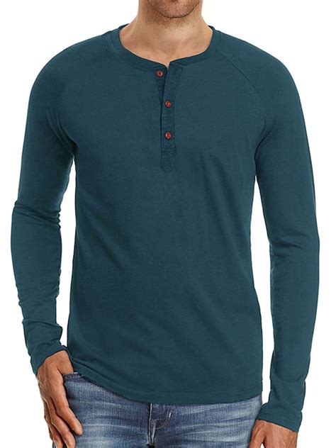 Capreze Men Henley Shirt Long Sleeve Lightweight Button Down V Neck T Shirt