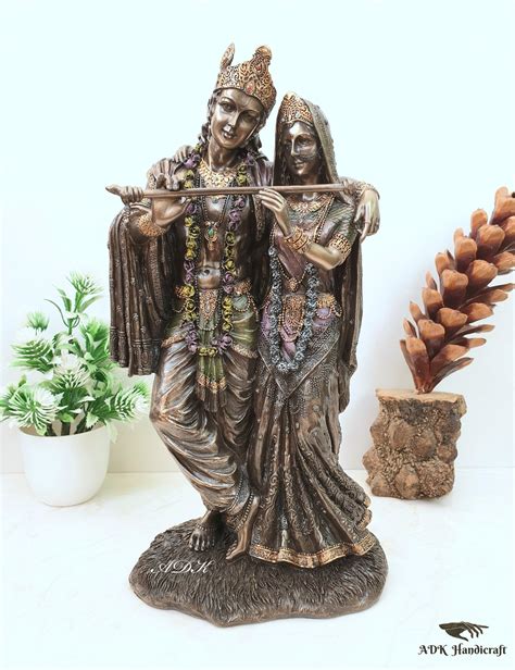 radha krishna statue 28 cm bonded bronze radha krishna etsy canada