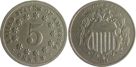Usa 5 Cent 1869 Ss Ma Shops