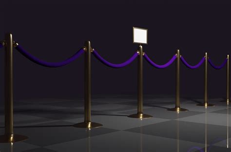 Blend Swap Brass Stanchions With Velvet Ropes And Sign