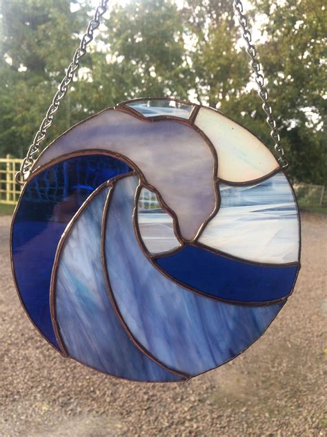 Stained Glass Ocean Wave Ocean Sun Catcher Beach Decor Beachhouse Decor Housewarming T