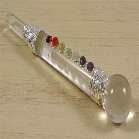 crystal clear quartz seven chakra wand reiki healing crystal etsy