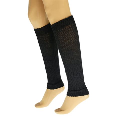 Cotton Leg Warmers For Women Anthracite Gray 1 Pair Knitted Retro