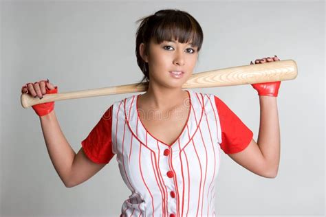 Baseball Girl Wearing Colorful Clothes Posing Stock Image Image Of