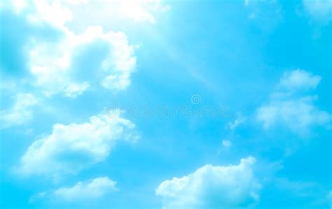 Blue Sky Against White Floating Clouds Background Blue Sky With