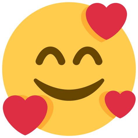 Smiley Face Emoji With Three Hearts Imagesee