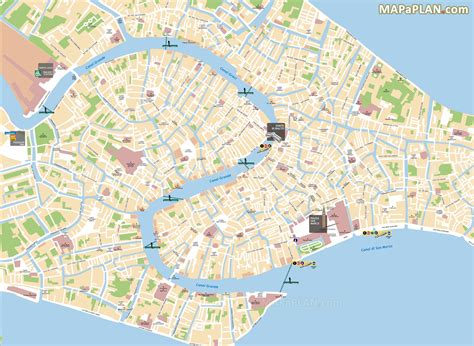 Venecia En Góndola Recorrido En El Mapa Mapa De Venecia En Góndola