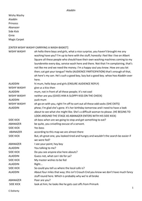 Aladdin Pantomime Script By Chloedoherty Teaching Resources Tes