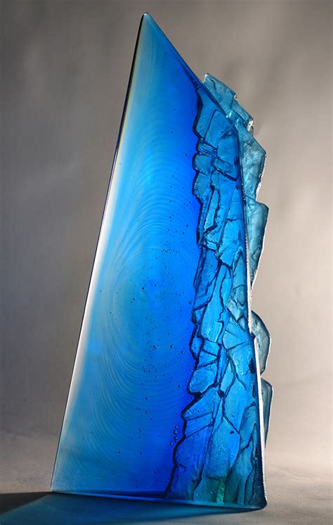 Contemporary Glass Sculpture Blue Cliff By Crispian Heath