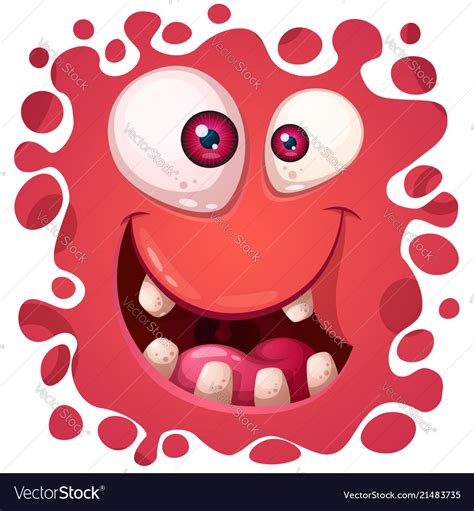 Cartoon Funny Cute Monster Face Royalty Free Vector Image