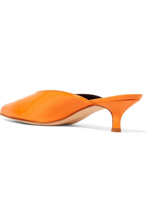 Tibi Womens Frank Patent Leather Mules Orange Orange Mules ⋆ Renza