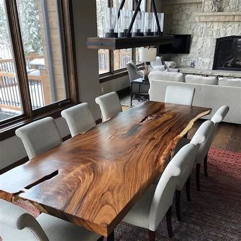 Live Edge Dining Table Solid American Black Walnut Kitchen Etsy