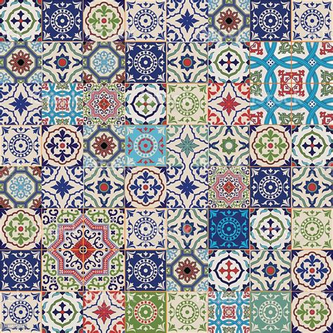 Mega Seamless Patchwork Pattern Colorful Moroccan Portuguese Tiles