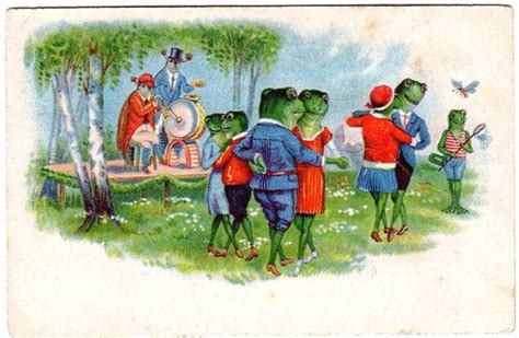 1933 C Ohler Dancing Frogs Litho Postcard Postcard Frog Art
