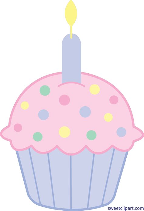 Pink Birthday Cupcake Clip Art