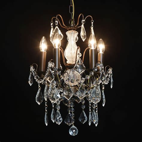 5 Branch Small Bronze Antique French Style Chandelier