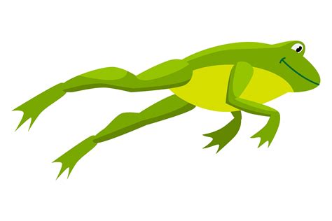 Green Frog Jumping For Prey Cartoon Vec Graphic By Pchvector