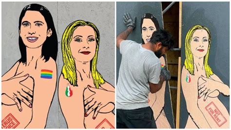Milano Gi Rimosso Il Murale Con Meloni E Schlein Ritratte Nude E