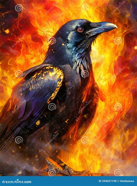 Fire Raven Stock Illustration Illustration Of Fire 294657190