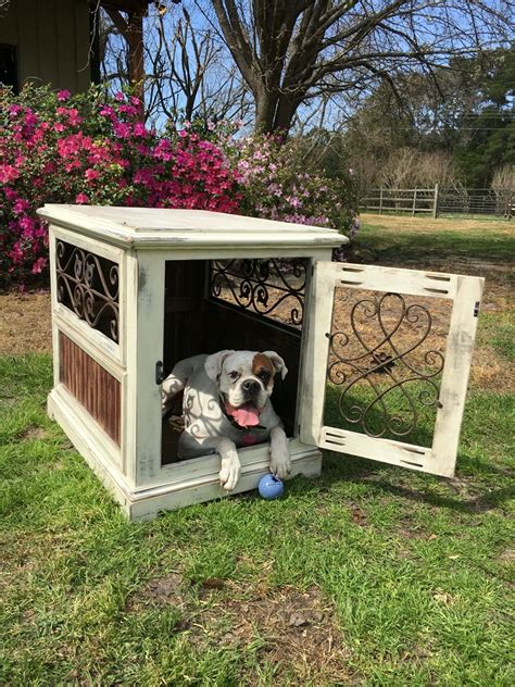Just think of all the greenery puns you can decorate with in your home! Wood indoor dog kennel. Handcrafted, rustic charm. Facebook/inthedoghousekenneldesigns/ | Diy ...