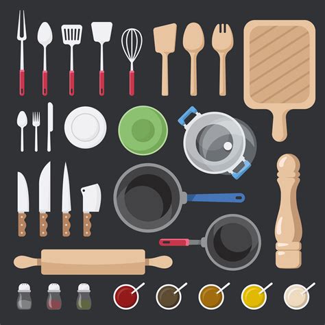 Kitchen Utensils And Ingredients Vector Set Download Free Vectors