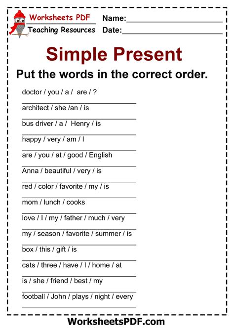 I am taking three classes this semester. Worksheets PDF - Simple Present Tense Exercises Download ...