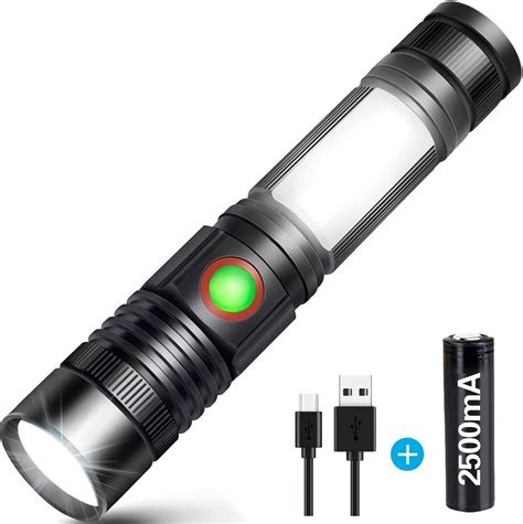 Led Torch Rechargeable Torches Super Bright Lumens Tactical Flashlight