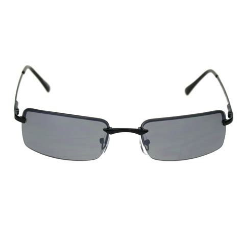 Sa106 Mens Spring Hinge Narrow Rectangular Rimless Classy Metal Rim