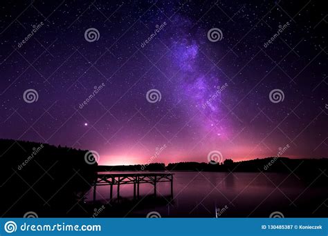 One Night At The Lake Milky Way Timelapse Stock Image Image Of
