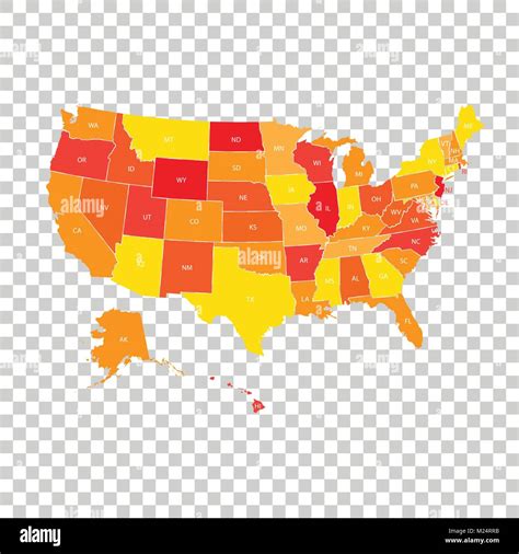 Usa Map With Federal States Vector Illustration United States Of