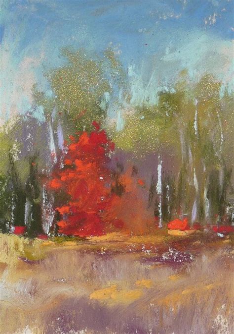 Small Original Art Fall Trees Landscape Pastel Landscape 25x35