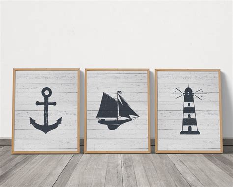 Set Of 3 Nautical Decor Wall Art Printables Coastal Wall Art Etsy