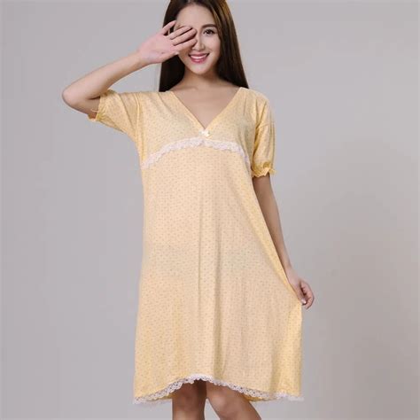 100 Cotton Nightgowns For Women Summer Sleepshirts 2019 New Autumn V
