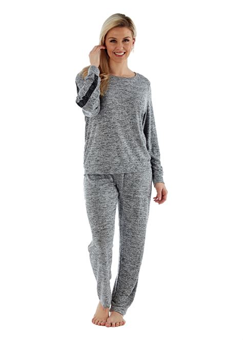 Ladies Super Soft Grey Loungewear Pyjama Lounge Set Or Hooded Lounger