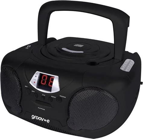 Groov E Boombox Portable Cd Player With Radio And Headphone Jack Black