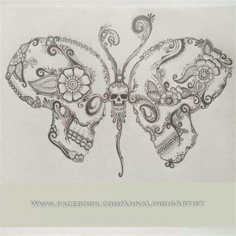 Love This Skull Butterfly Tattoo Butterfly Tattoo Sugar Skull Tattoos