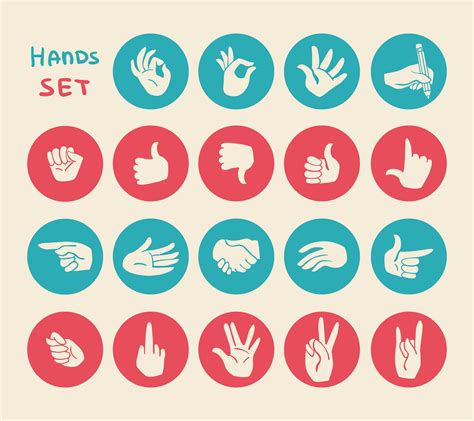 Hands Gestures Flat Icons Set 436132 Vector Art At Vecteezy